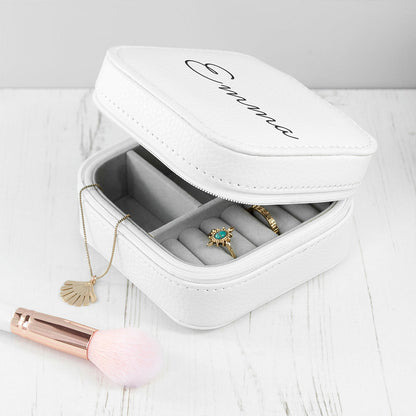 Personalised White Travel Jewellery Case