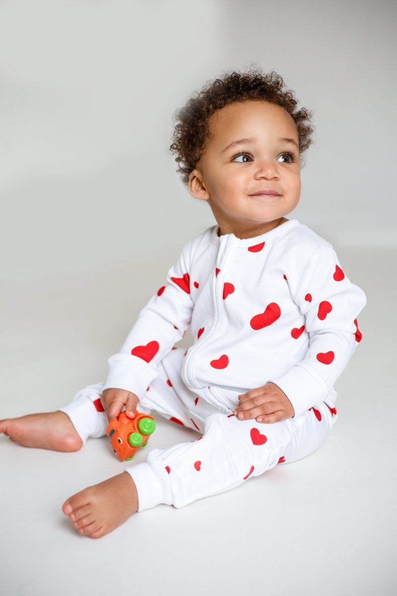 Love Heart Bamboo & Organic Cotton Zip Sleepsuit One Piece