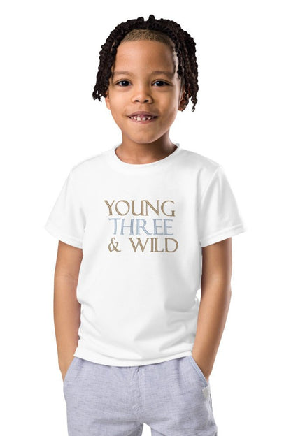 Young THREE & Wild 3rd Birthday T-Shirt Personalised