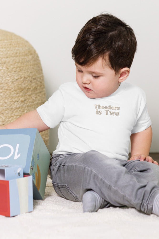 Turns Two 2nd Birthday T-Shirt Personalised Name