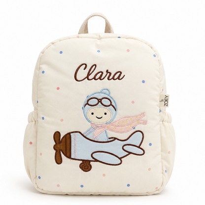 Little Aviator Personalised School Bag, Hand-Embroidered