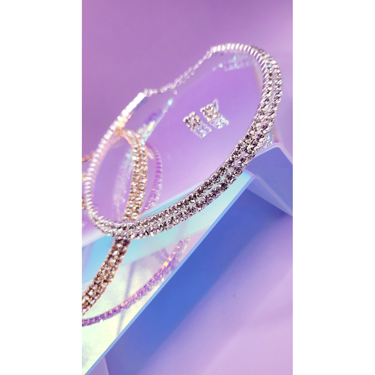 Queen Glam Crystal Duo Choker & Earrings