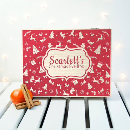 Personalised Festive Pattern Christmas Eve Box