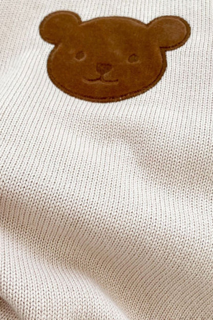 Winter Bear Knitted Bodysuit Red or Beige