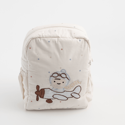 Little Aviator Personalised School Bag, Hand-Embroidered