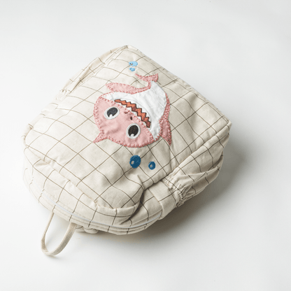 Pink Shark Personalised School Bag, Hand-Embroidered