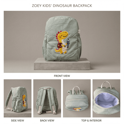 Study Buddy Dino Personalised School Bag, Hand-Embroidered