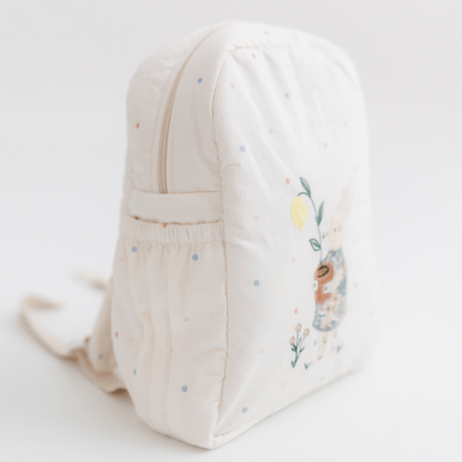Rabbit's Garden Personalised School Bag, Hand-Embroidered
