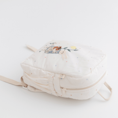 Rabbit's Garden Personalised School Bag, Hand-Embroidered
