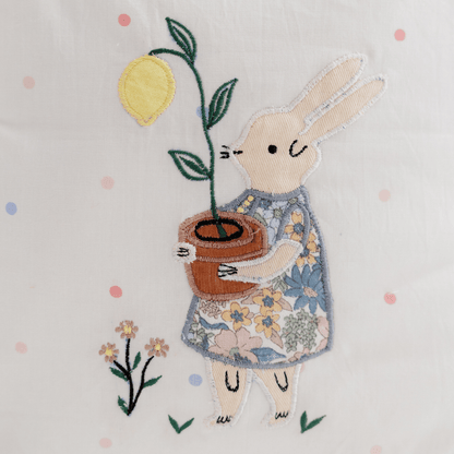 Rabbit's Garden Personalised School Bag, Hand-Embroidered